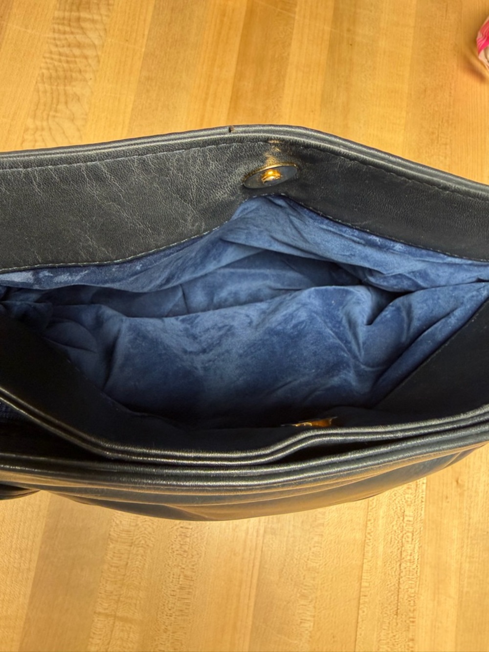 VTG Brio! Genuine Leather Navy Shoulder Bag - Picture 6 of 9
